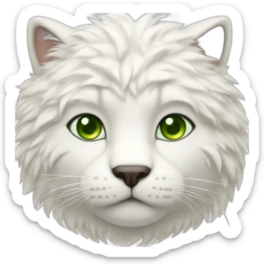 white fluffy big cat with brown ears and green eyes sticker