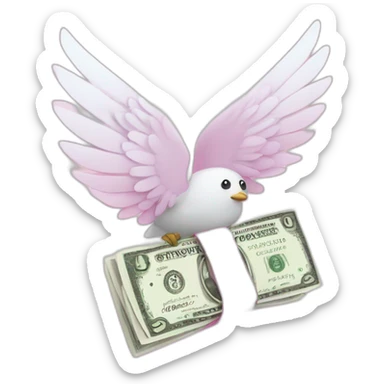 pink money order with white wings sticker