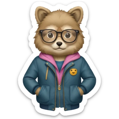 animal wtih glasses and body sticker