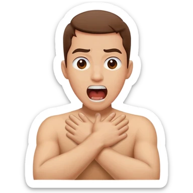 A person arms crossed around neck screaming  sticker