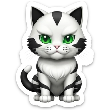 Jacked up Huge jumbo Super Duper Muscular Cat with a 10 pack full body black and white body and green eyes  sticker