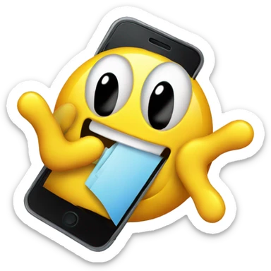 smiley with shock emotion holding smartphone sticker