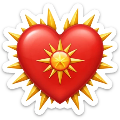heart with a starburst border sticker