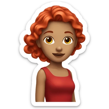 "A beautiful girl with red hair, wearing a red dress." sticker