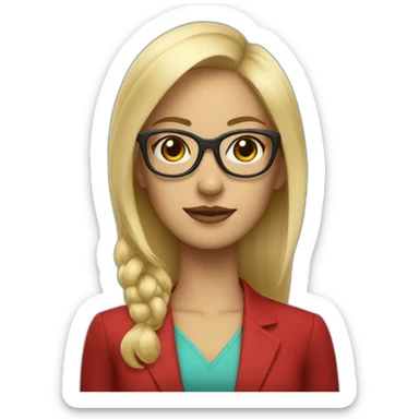 Boss girl with blonde hair and red glasses  sticker