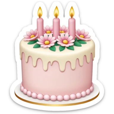 pale pink and cream birthday cake   sticker