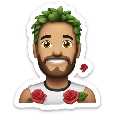 Dos manos agarrando dos rosas cruzadas entre ellas y la agarran desde el tallo y en las manos una ponga sauce y en la otra boyz y ese tatuaje entre los nudillos ambos  sticker