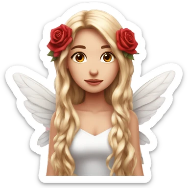 big wings, rose, Beautiful, fairy, red, long hair sticker