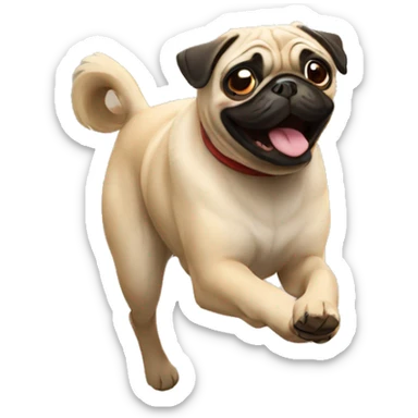 Pug runing  sticker