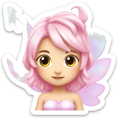 Shiny Pastel Pink Anime Chibi Fairy Fakémon sticker