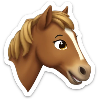 Laughing brown pony sticker