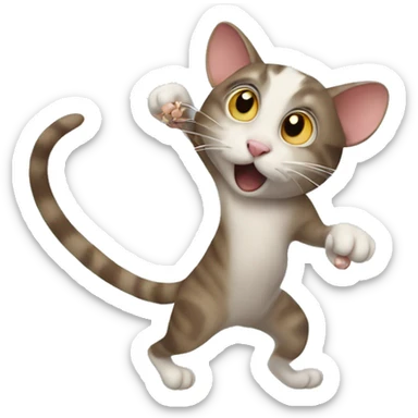 Cat catching a mouse  sticker