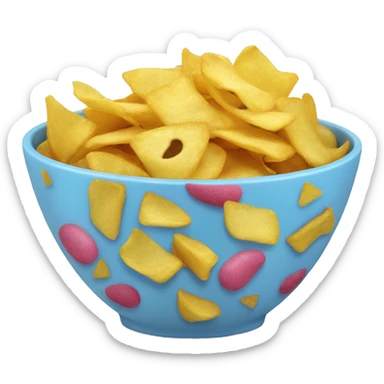 chips in a bowl, mixed with candy sticker