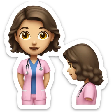 Brunette nurse in pink scrubs sticker