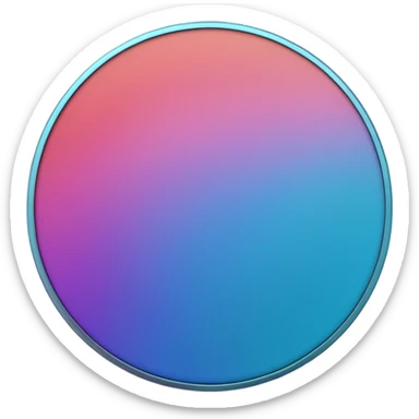 
One  Rotate 55 degree  coin color in in gradient of turquoise, blue, pink, purple, and coral sticker