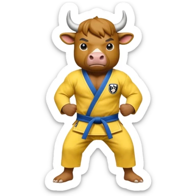 Bull wearing a yellow jiu jitsu gi  sticker