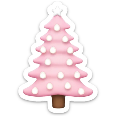 pastel pink christmas tree with white Christmas lights sticker