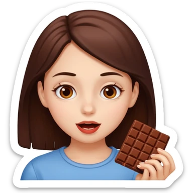 Girl who eats a chocolate  sticker