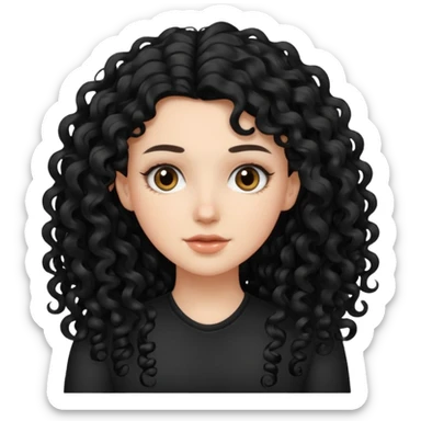 Really white girl with very long black 3a curly hair  sticker