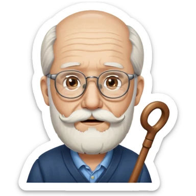 Anciano barba blanca larga bastón audifonos sordera lentes  sticker