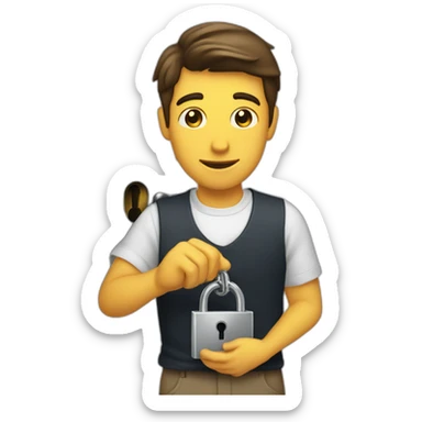 classy 20 years old man struggling to get a key into a lock sticker