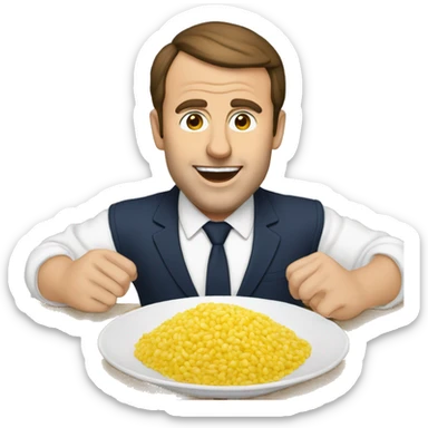 Macron qui mange du riz sticker