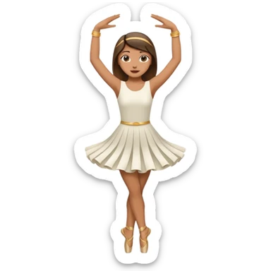 Danseuse avec les mains en l'air en haut avec Paume de mains vers l'extérieur, et une jambe sur la pointe des pieds et l'autre relevée, pliée et avec appui sur l'autre jambe.  sticker