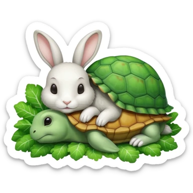  lapin qui dort et la tortu qui mange de la letu sticker