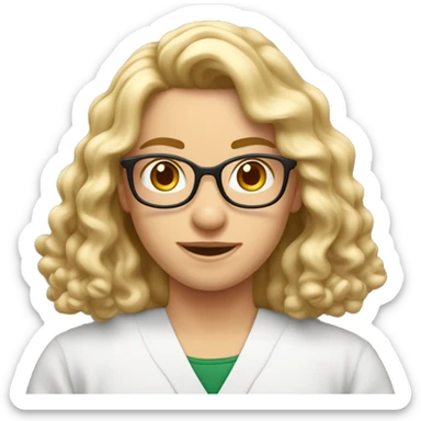 estudiante de enseñanza media, alumno medianamente alto, tez blanca, de cabello rubio con rizos y cejas rubias sticker