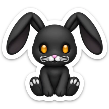 Emoji d'une peluche lapin squelette noir sticker