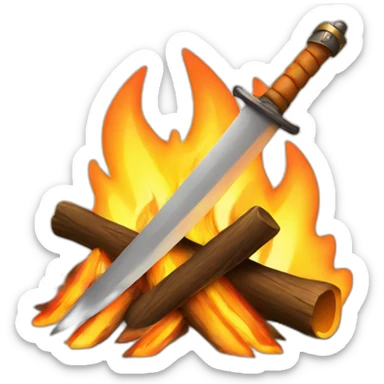 bonfire with sword in it sticker