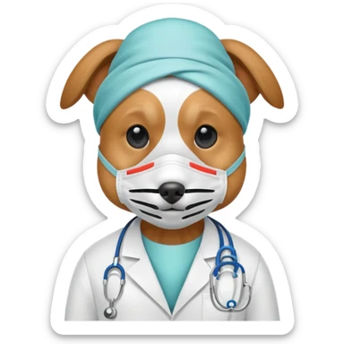 doctor dog Wearing Medical Mask sticker