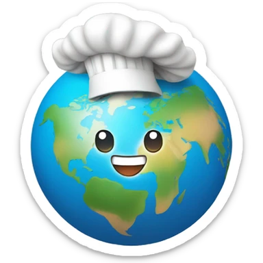 globe with a chef hat on top sticker