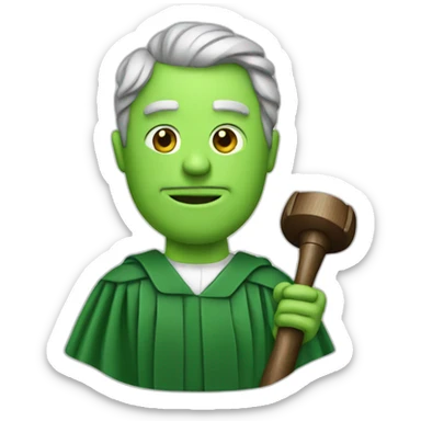 Green judge with hammer sticker