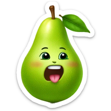 Green Cute pear with tongue sticker