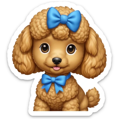 un barboncino maschio color miele piccolo con un fiocco celeste sticker