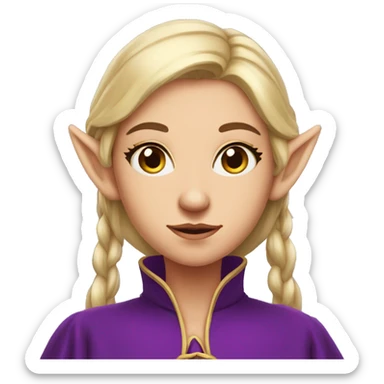Noble female Elf with Elf ears and blonde hair and purple robes confused look sticker