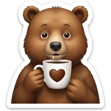 A bear with a coffee cup  sticker