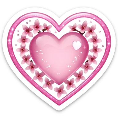 sakura heart with sparkles sticker