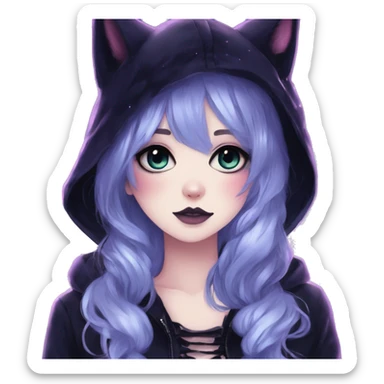 Gorgeous Cute Gothic Edgy Galaxy Gradient Beautiful Anime Emo CatLady sticker