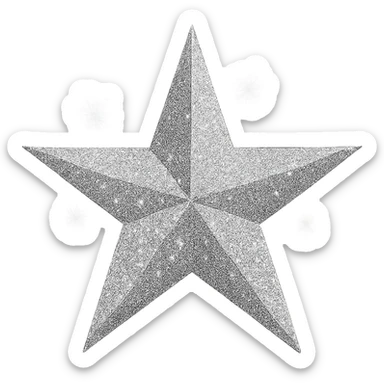 Remove the background from the image, keep the star stylish with silver glitter, emphasizing sparkle and sophistication. sticker