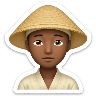 Asian guy with a rice hat, eyes more closed sticker