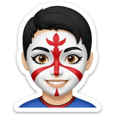 A black hair teen supporter with bold full-face paint, smiling with fierce team spirit. blonde hair sticker