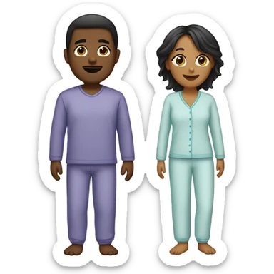 Couple with matching pijamas sticker