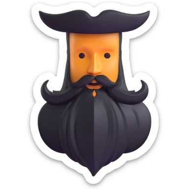 superhero emblem with stylized beard shape and letter B, metallic finish sticker