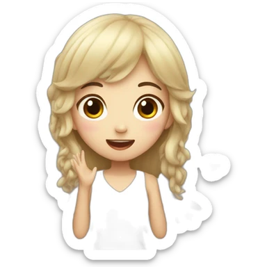 Korean girl with Wings singing sticker