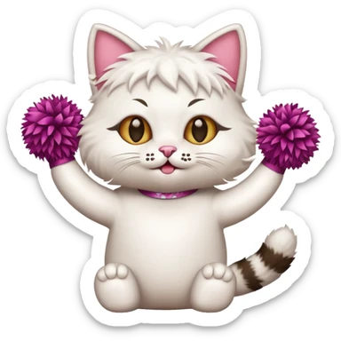 cheerleading cat with pom pom sticker