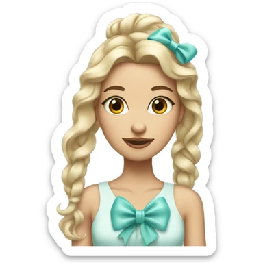 Pretty tall girl with a Tiffany bow in her hair sticker