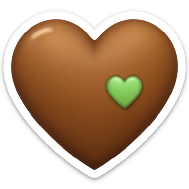brown heart with small khaki green heart  in top left corner sticker