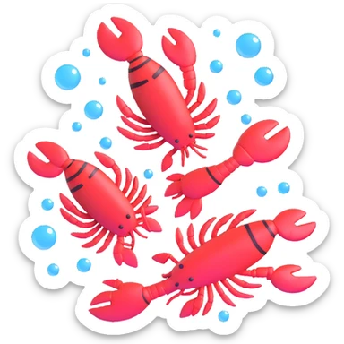 lobsters in love blushing surrounded by bubbles and hearts sticker